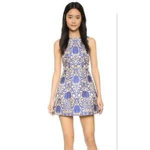 Alice & Olivia Carrie Blue Jacquard A Line Dress 6